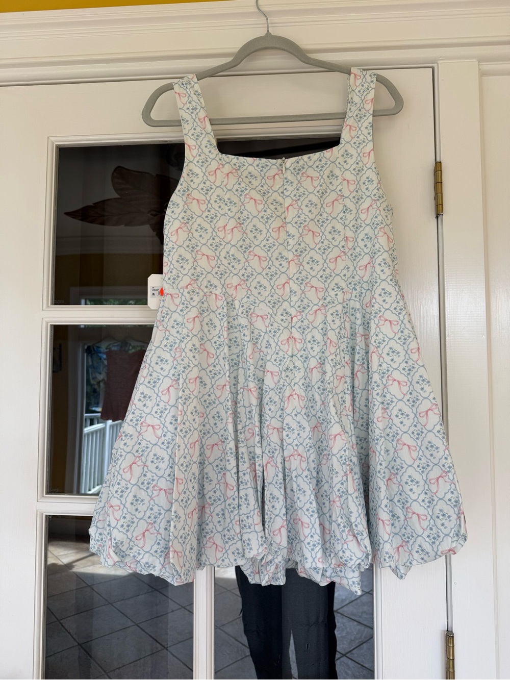Altar'd State Pastel Floral Bubble Hem Mini Dress - Light Blue & Pink - Picture 3 of 6
